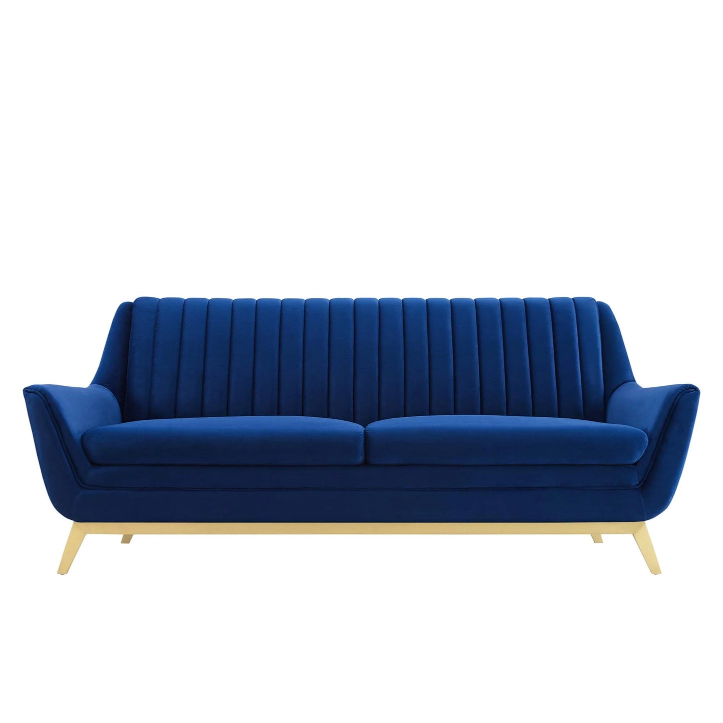 Winsome Channel Tufted Performance Velvet Sofa in Navy FREE SHIPPING.