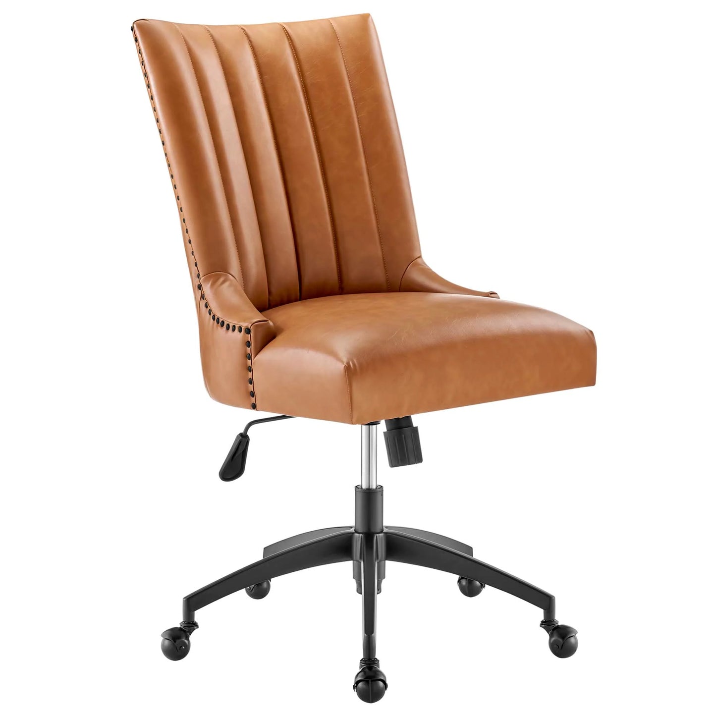 Empower Channel Tufted Vegan Leather Office Chair in Black Tan FREE SHIPPING.