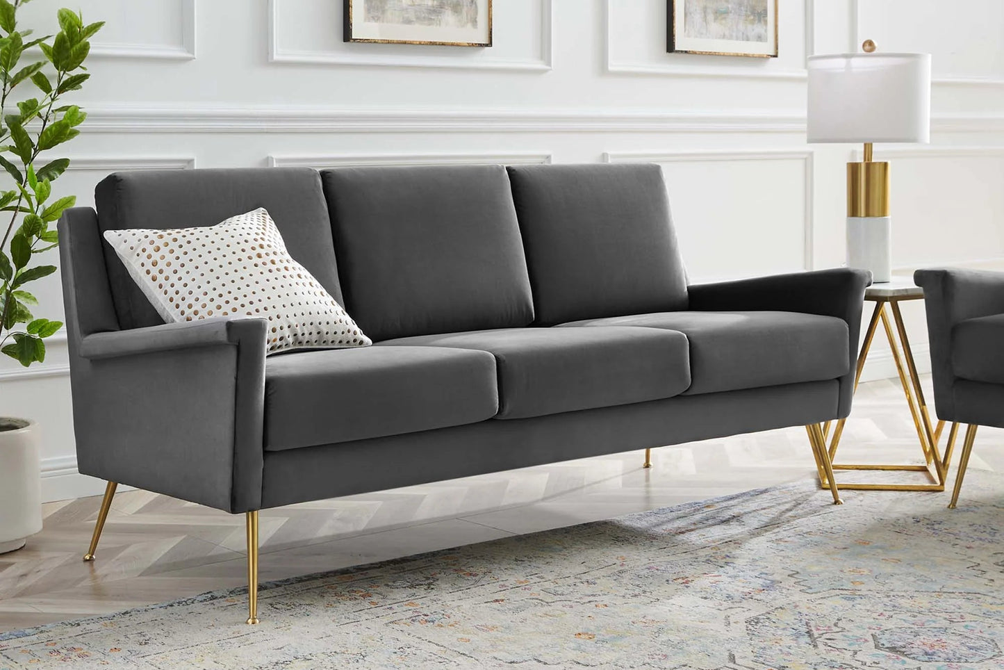 Chesapeake Performance Velvet Sofa in Gold Gray FREE SHIPPING.