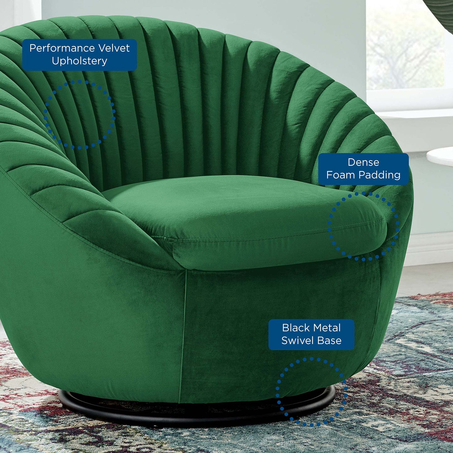 Whirr Tufted Performance Velvet Swivel Chair FREE SHIPPING.