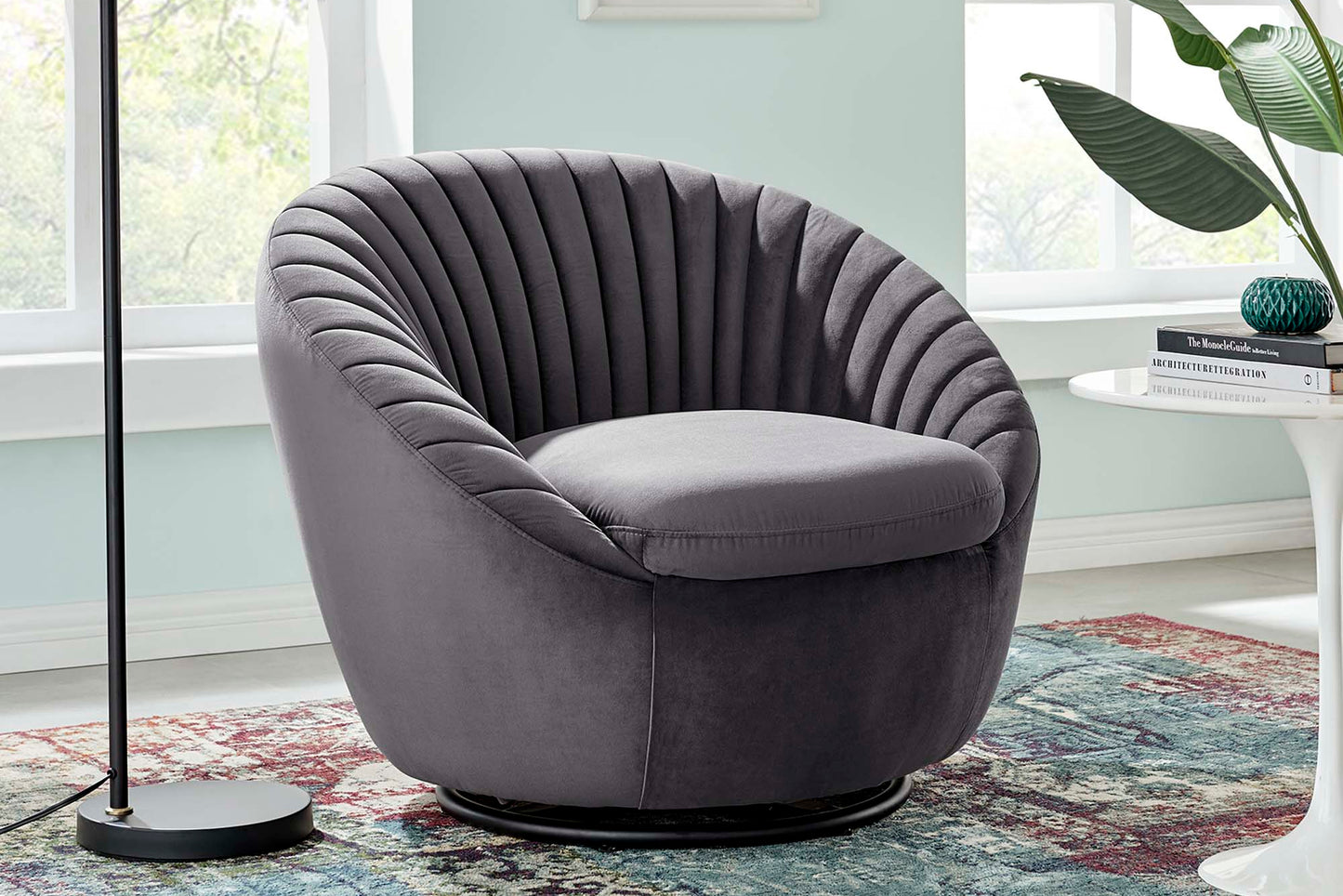 Whirr Tufted Performance Velvet Swivel Chair FREE SHIPPING.