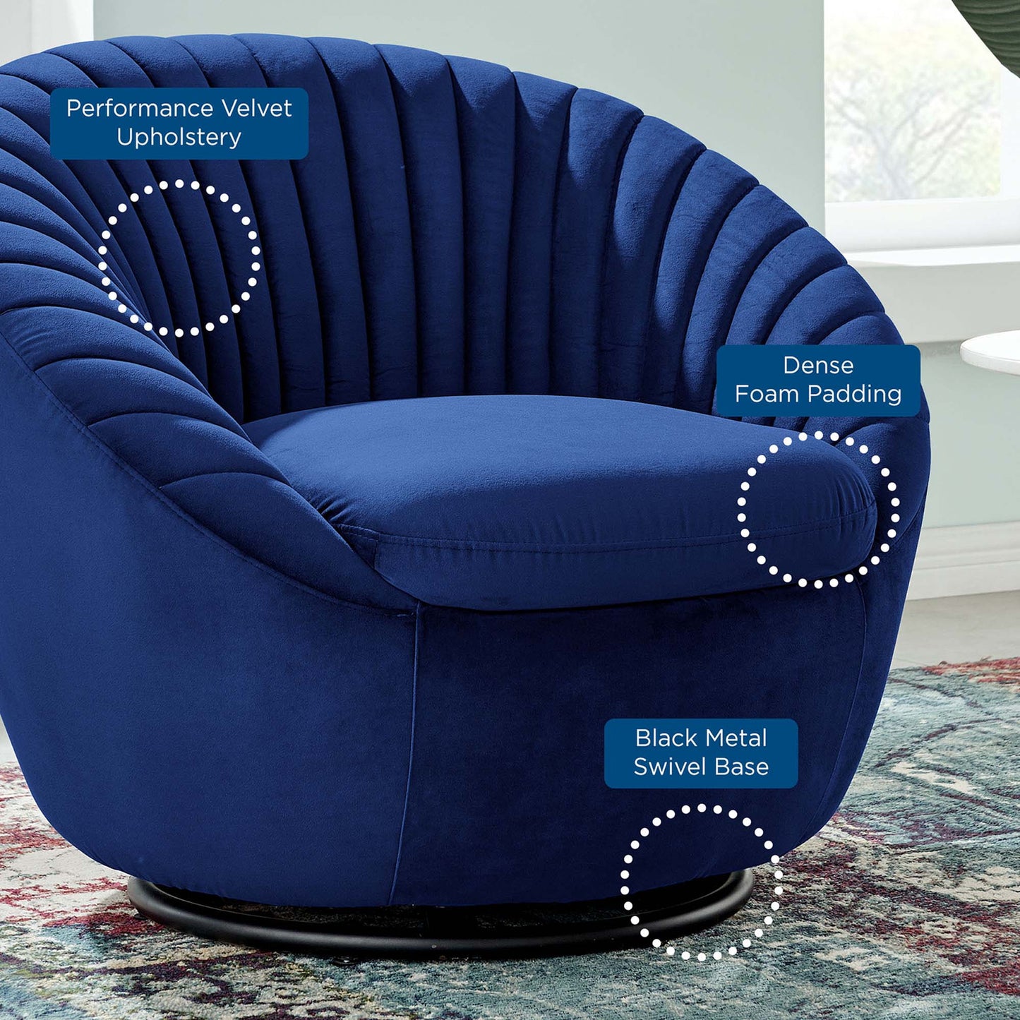 Whirr Tufted Performance Velvet Swivel Chair FREE SHIPPING.