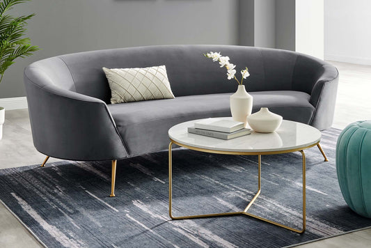 Marchesa Upholstered Performance Velvet Sofa in Gray FREE SHIPPING.