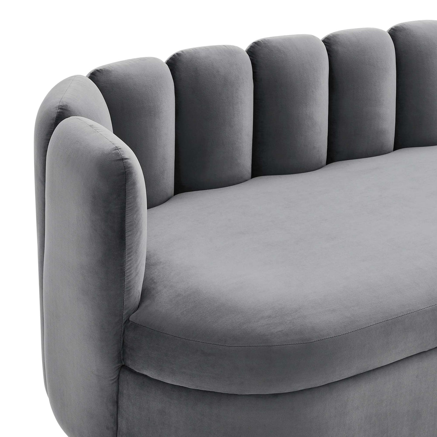 Victoria Channel Tufted Performance Velvet Sofa in Gray FREE SHIPPING.