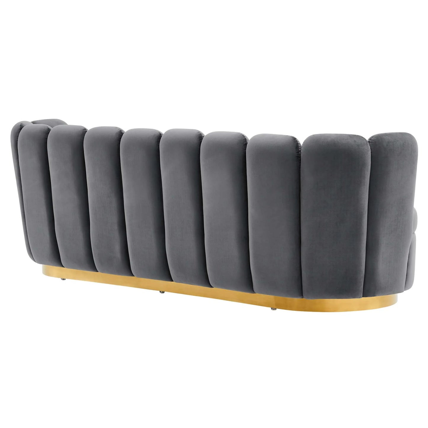 Victoria Channel Tufted Performance Velvet Sofa in Gray FREE SHIPPING.