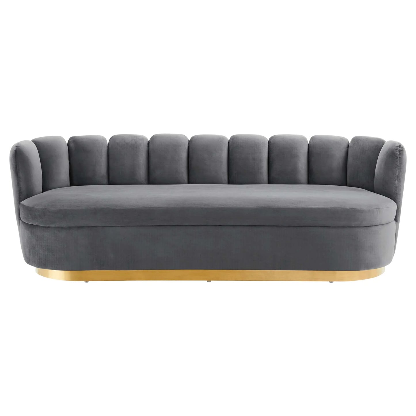 Victoria Channel Tufted Performance Velvet Sofa in Gray FREE SHIPPING.