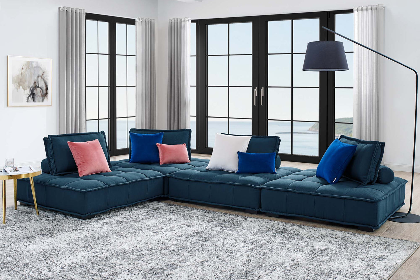 Saunter 4-Piece Tufted Fabric Fabric Sectional Sofa FREE SHIPPING.