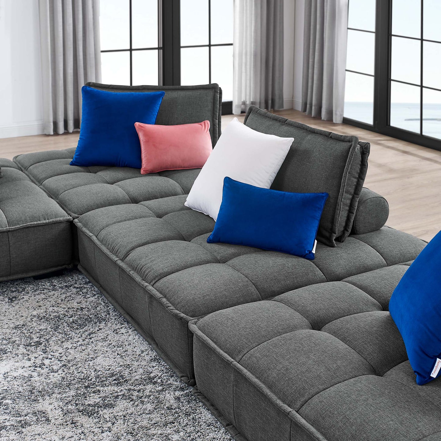 Saunter 4-Piece Tufted Fabric Fabric Sectional Sofa FREE SHIPPING.