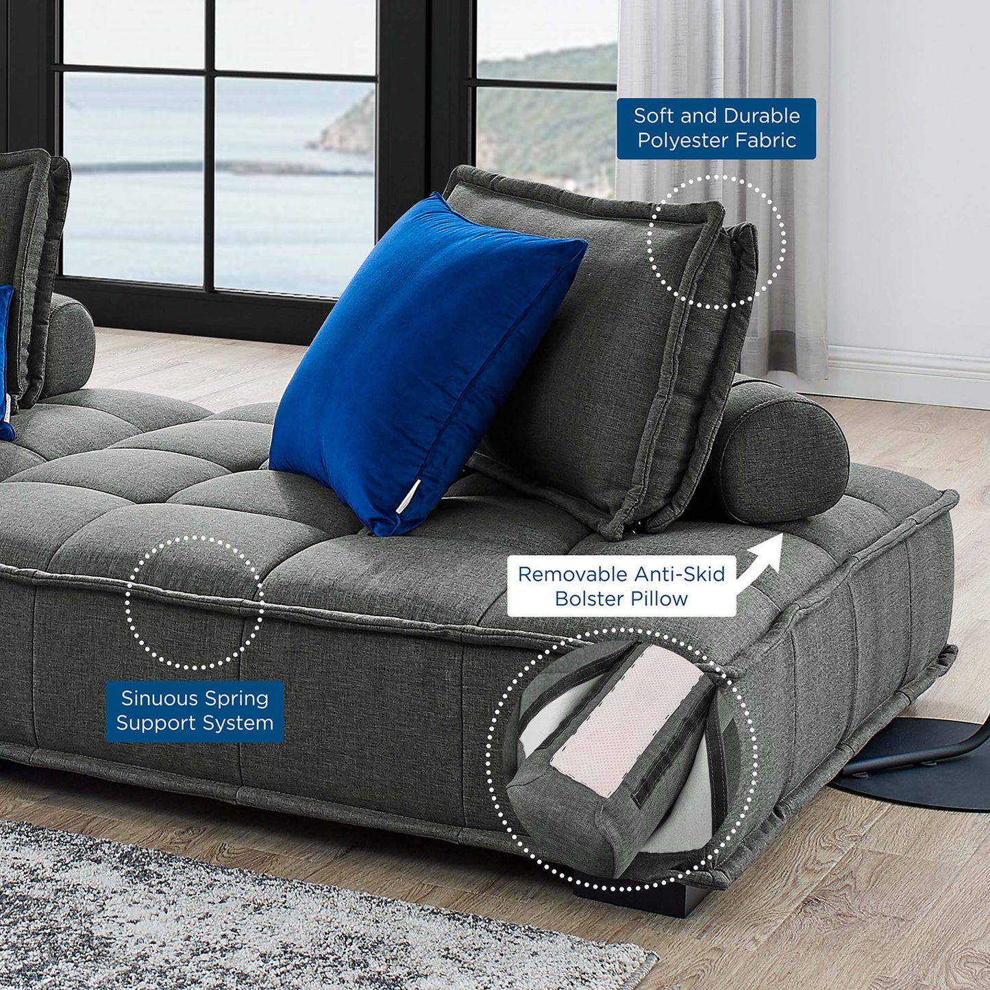 Saunter 4-Piece Tufted Fabric Fabric Sectional Sofa FREE SHIPPING.