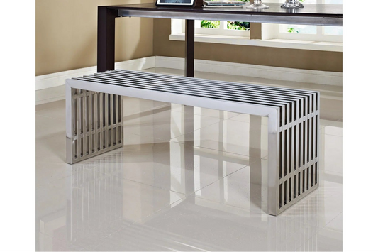 Gridiron Large Stainless Steel Bench in Silver FREE SHIPPING.