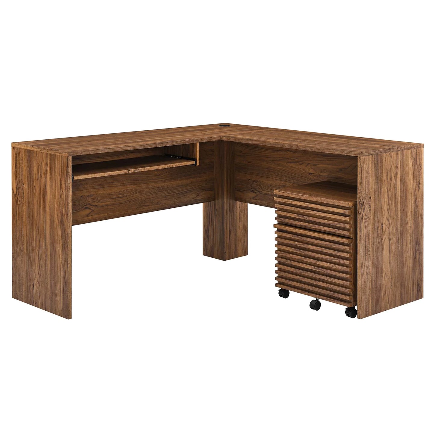Render Wood Desk and File Cabinet Set in Walnut FREE SHIPPING.