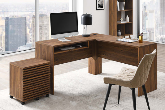 Render Wood Desk and File Cabinet Set in Walnut FREE SHIPPING.