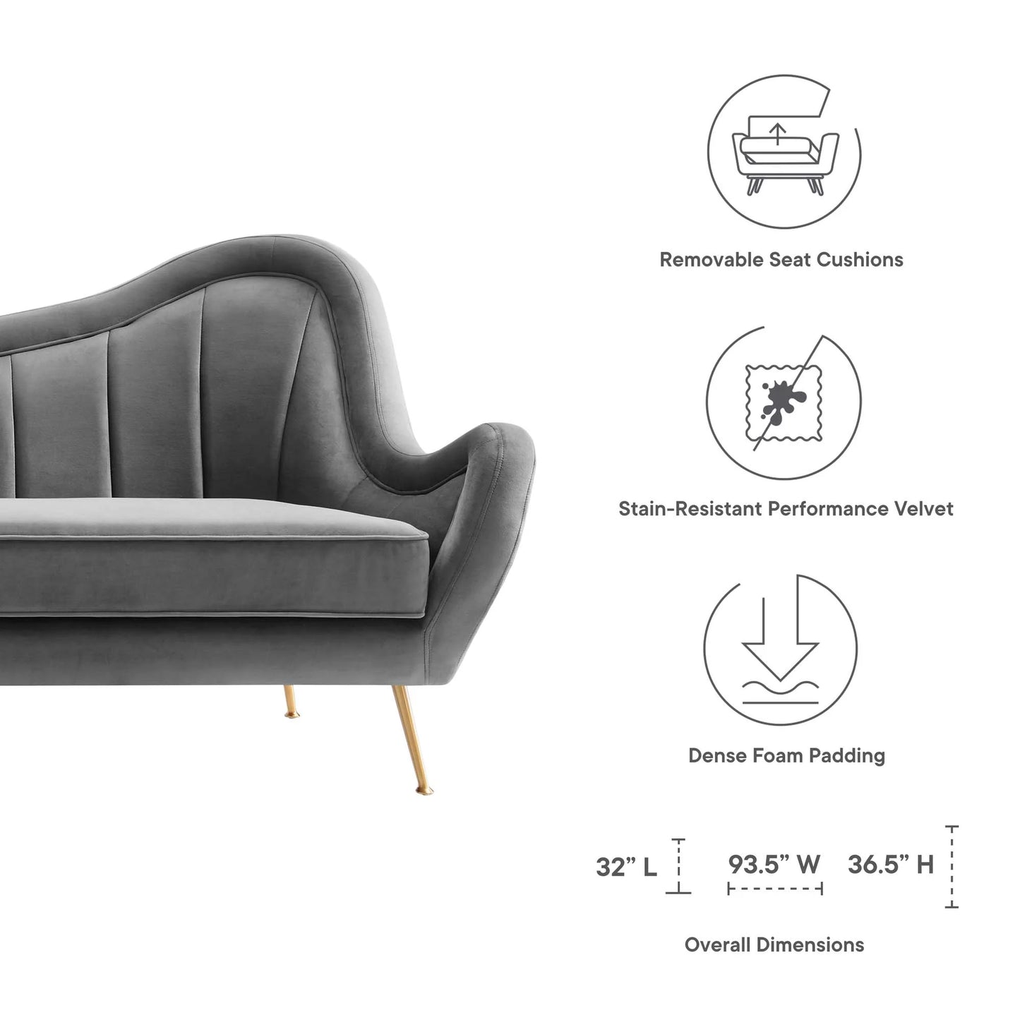 Cheshire Channel Tufted Performance Velvet Sofa FREE SHIPPING.