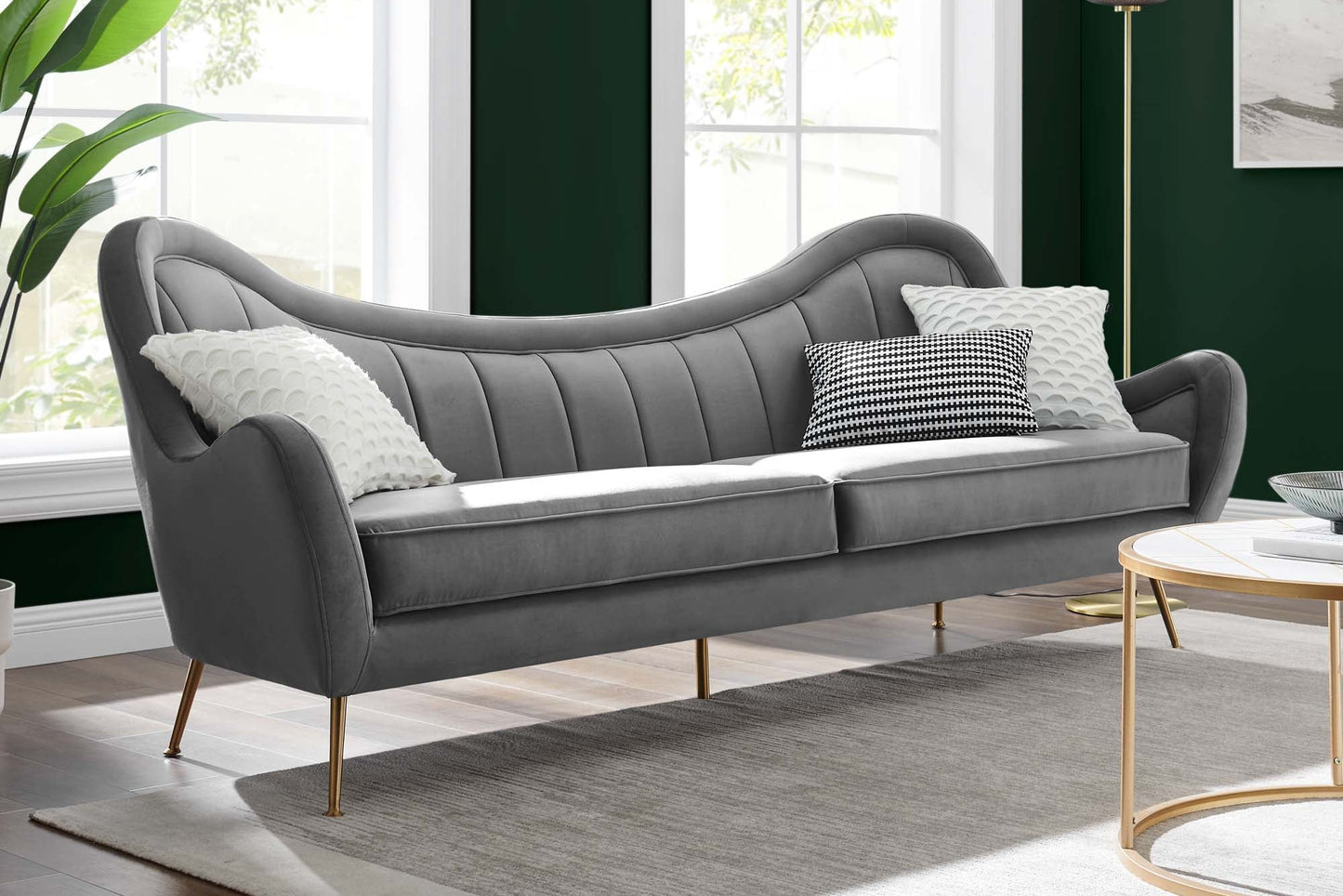 Cheshire Channel Tufted Performance Velvet Sofa FREE SHIPPING.