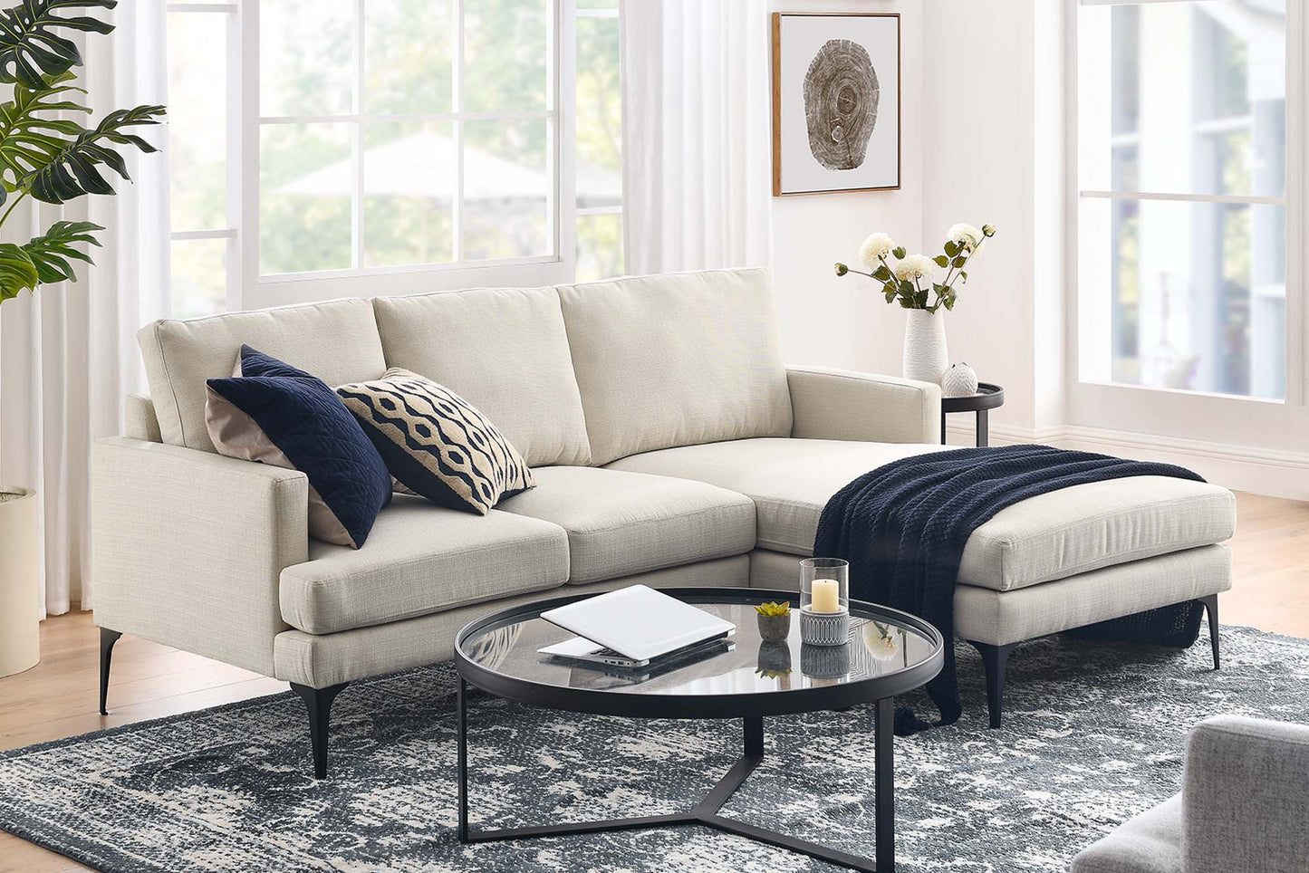 Evermore Right-Facing Upholstered Fabric Sectional Sofa FREE SHIPPING.