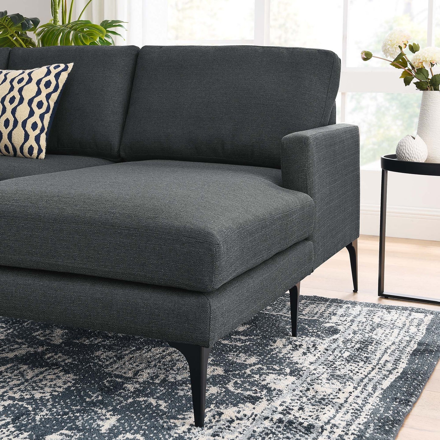 Evermore Right-Facing Upholstered Fabric Sectional Sofa FREE SHIPPING.