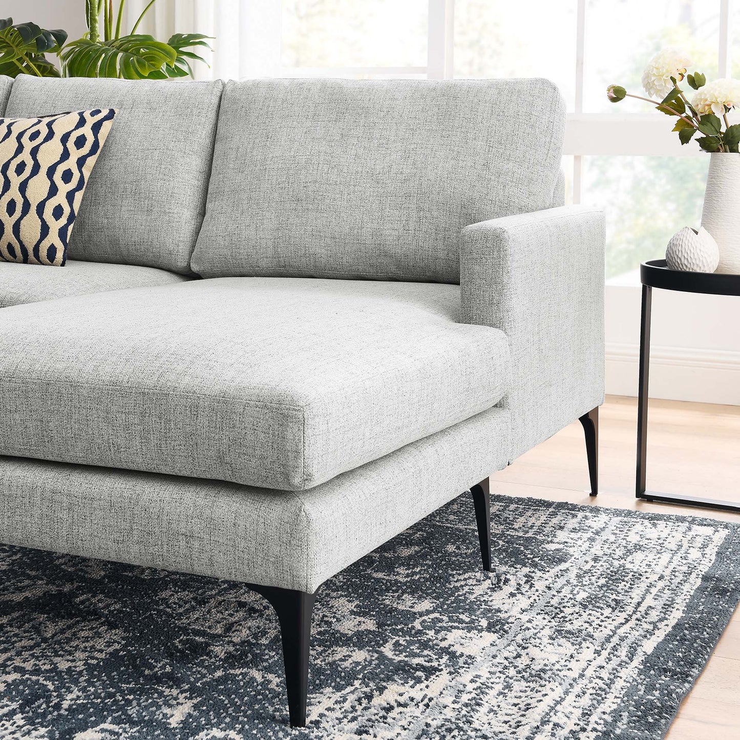 Evermore Right-Facing Upholstered Fabric Sectional Sofa FREE SHIPPING.