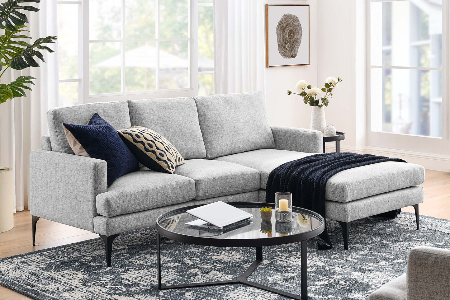 Evermore Right-Facing Upholstered Fabric Sectional Sofa FREE SHIPPING.