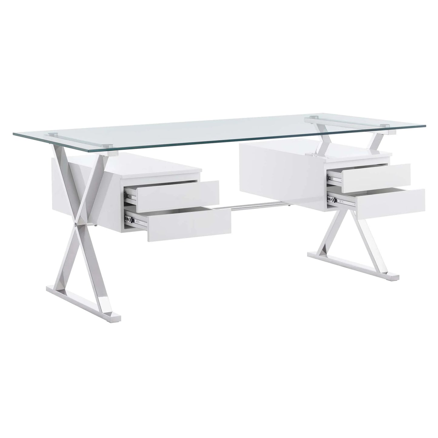 Sector 71" Glass Top Glass Office Desk FREE SHIPPING.