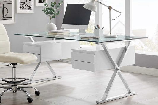 Sector 71" Glass Top Glass Office Desk FREE SHIPPING.