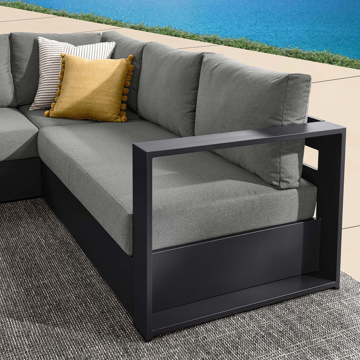 Tahoe 3-Piece Outdoor Patio Powder-Coated Aluminum Sectional Sofa Set FREE SHIPPING.