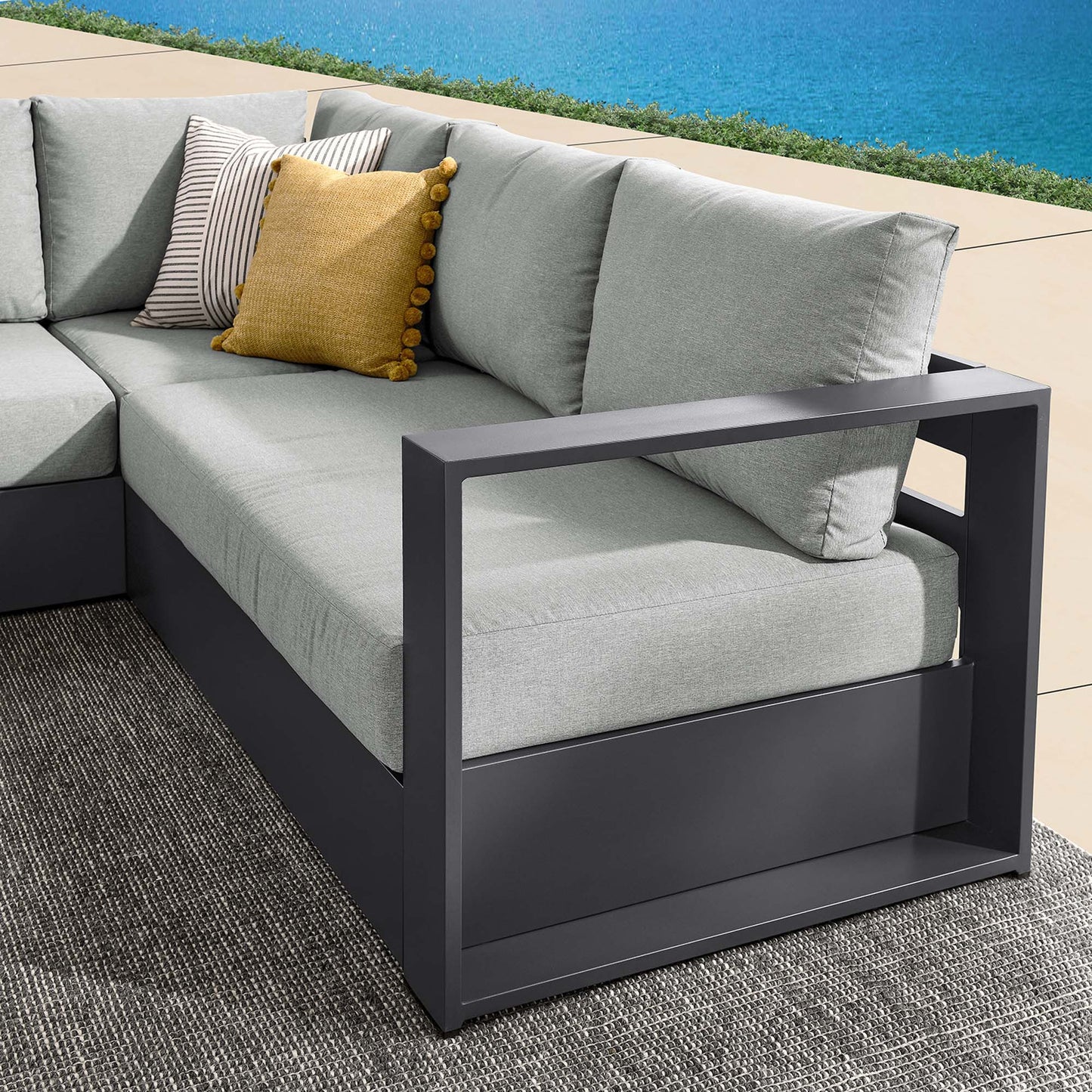 Tahoe 3-Piece Outdoor Patio Powder-Coated Aluminum Sectional Sofa Set FREE SHIPPING.