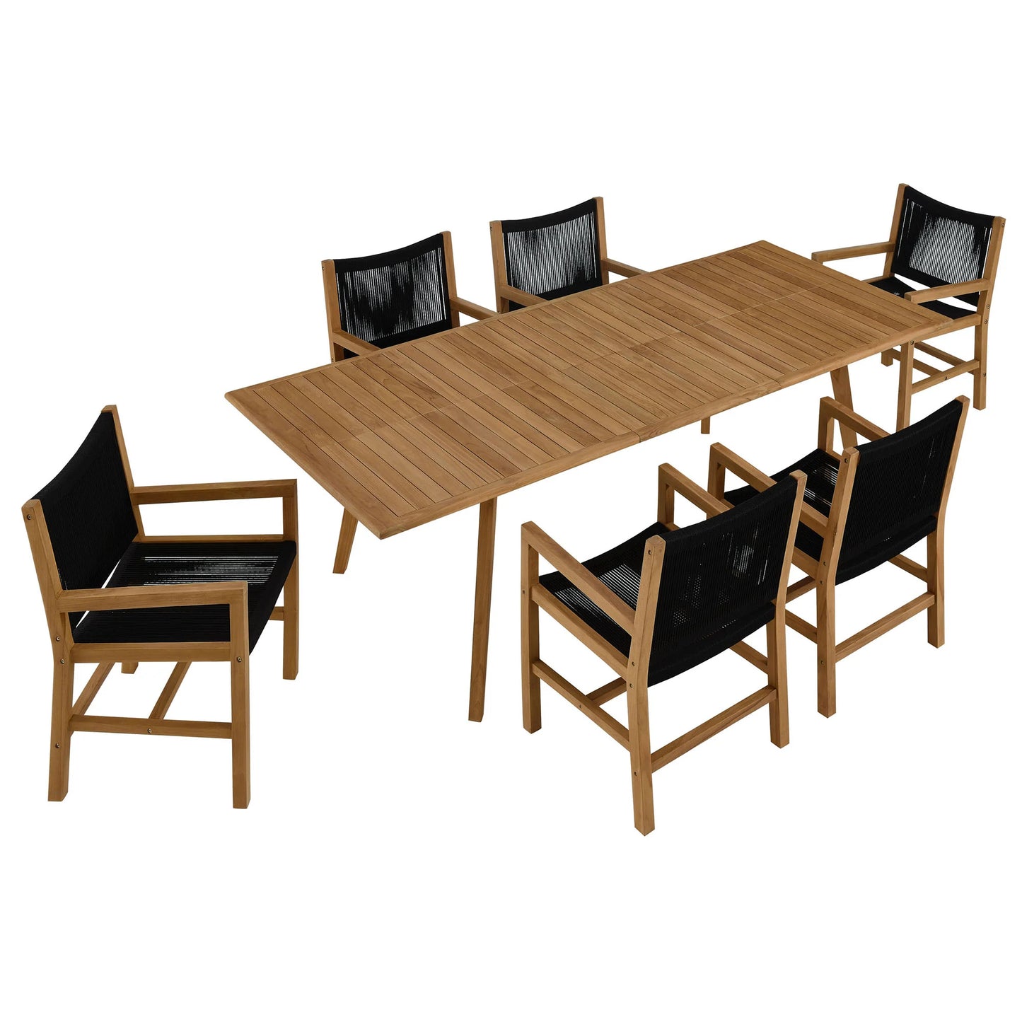 Vienna 7-Piece Outdoor Patio Teak and Rope Dining Set with Armless Chairs FREE SHIPPING.