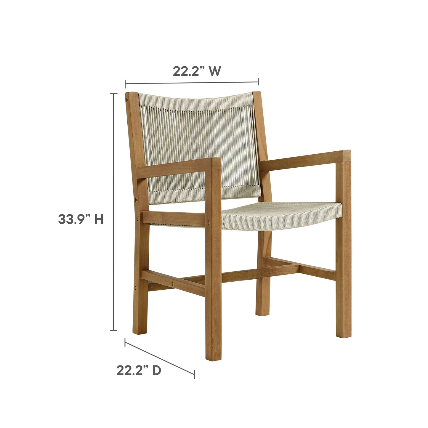 Vienna 7-Piece Outdoor Patio Teak and Rope Dining Set with Armless Chairs FREE SHIPPING.