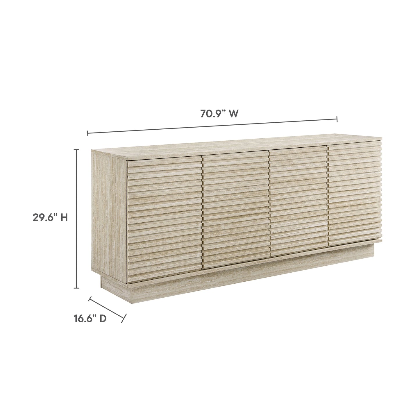 Render 70" Faux Travertine Sideboard Cabinet TV Stand in Travertine FREE SHIPPING.