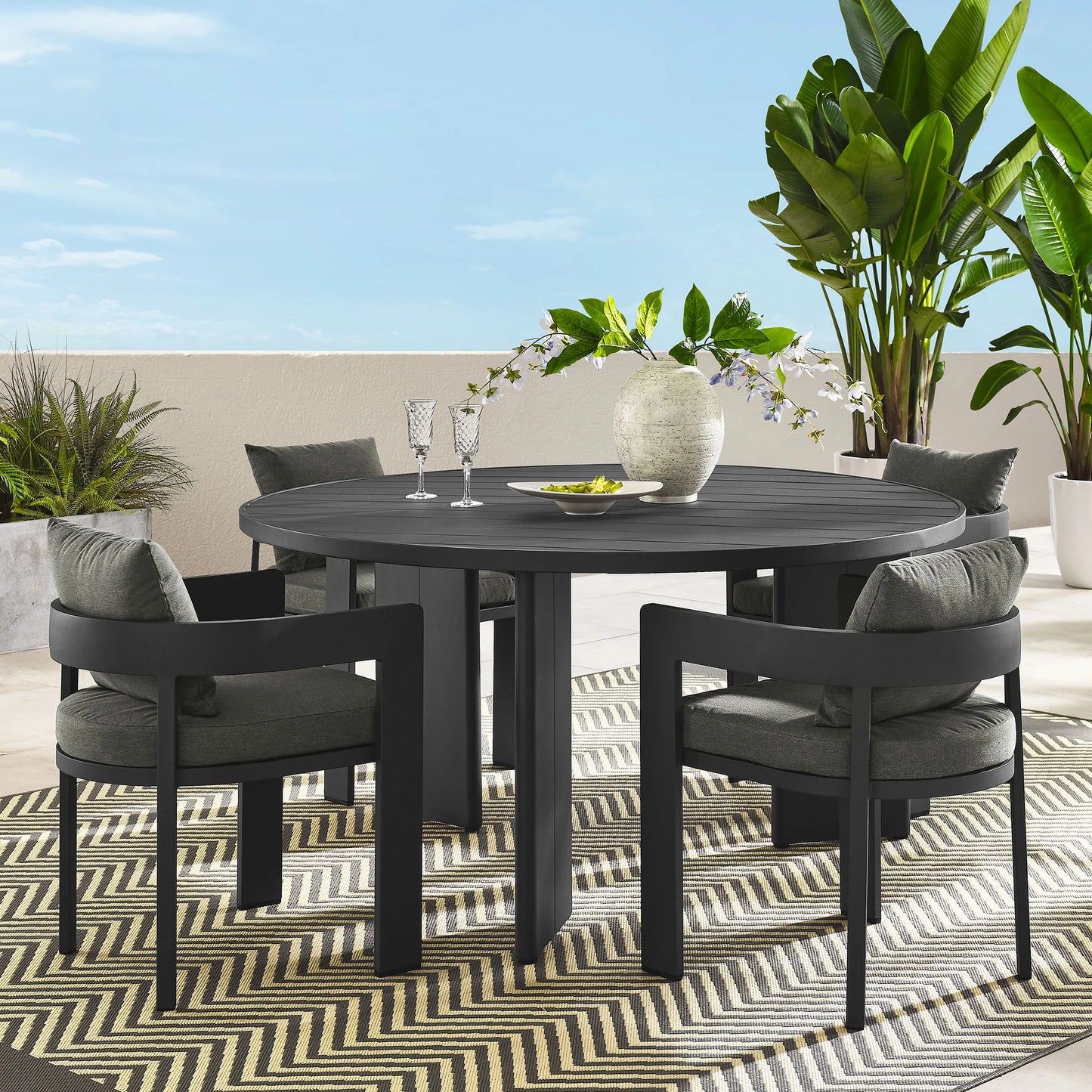 Tahoe 5-Piece Outdoor Patio Aluminum Dining Set FREE SHIPPING.