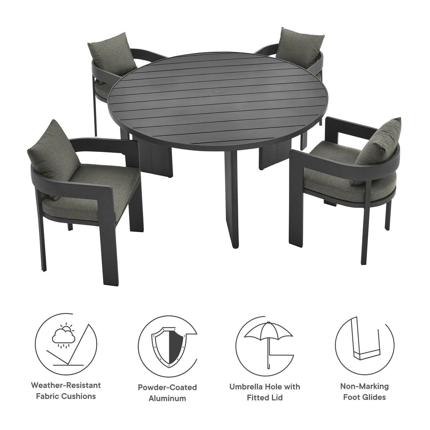 Tahoe 5-Piece Outdoor Patio Aluminum Dining Set FREE SHIPPING.