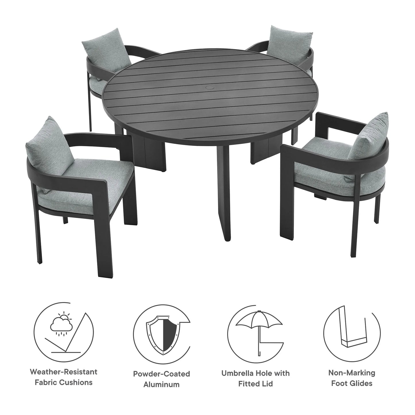 Tahoe 5-Piece Outdoor Patio Aluminum Dining Set FREE SHIPPING.