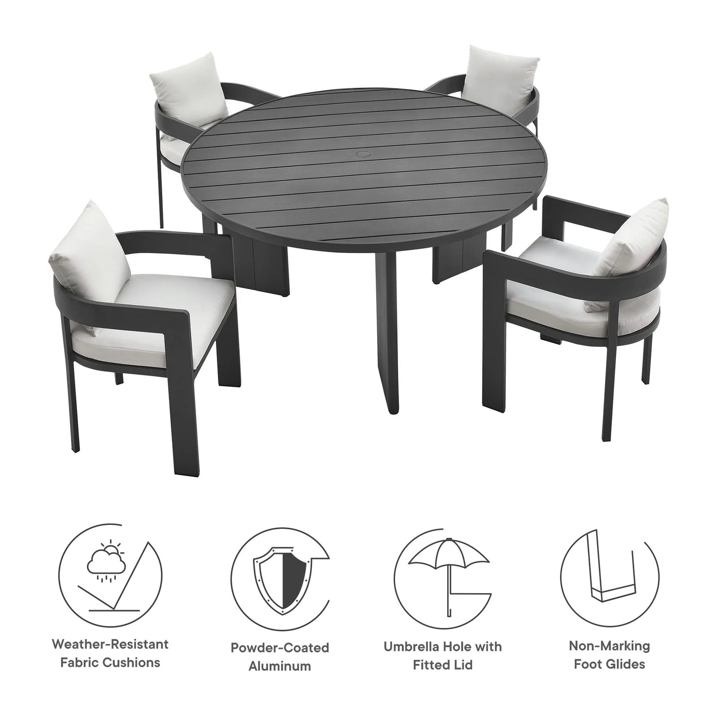 Tahoe 5-Piece Outdoor Patio Aluminum Dining Set FREE SHIPPING.