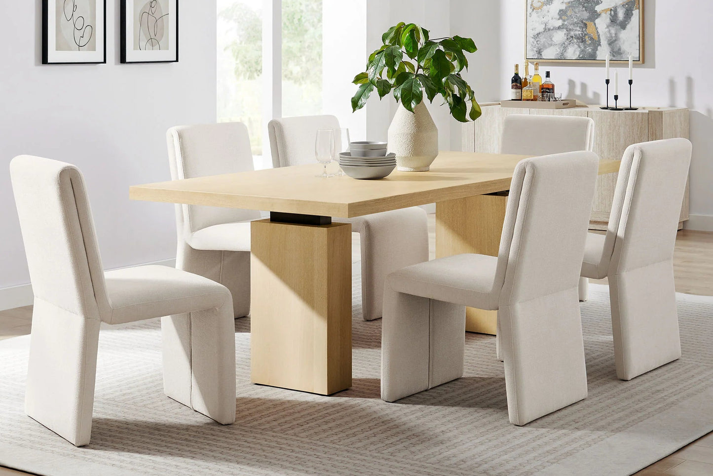 Piston 82" Rectangular Wood Dining Table in Natural FREE SHIPPING.