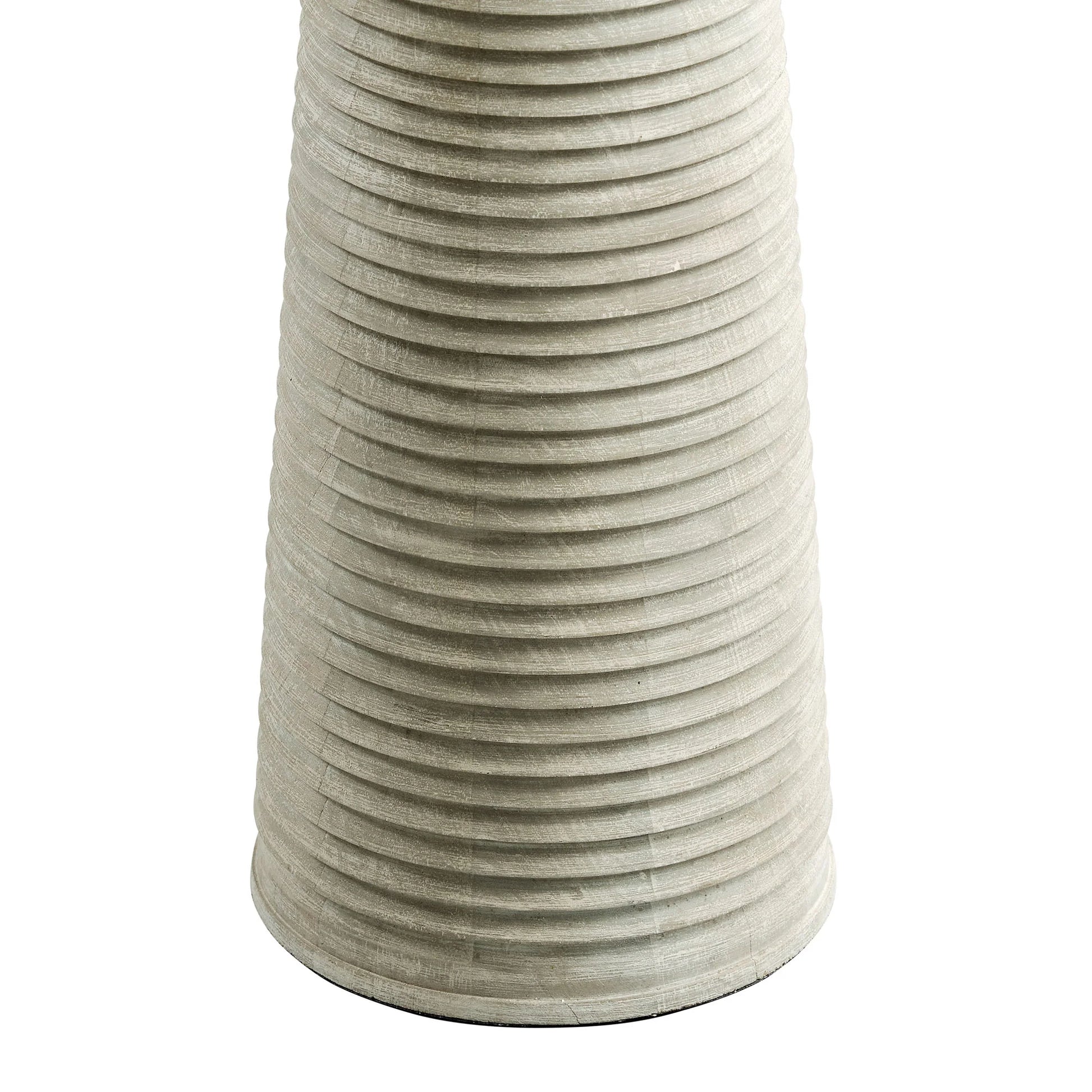 Saylor Carved Ribbed Wood Floor Lamp With Drum Shade in White Gray. - Venini Furniture 