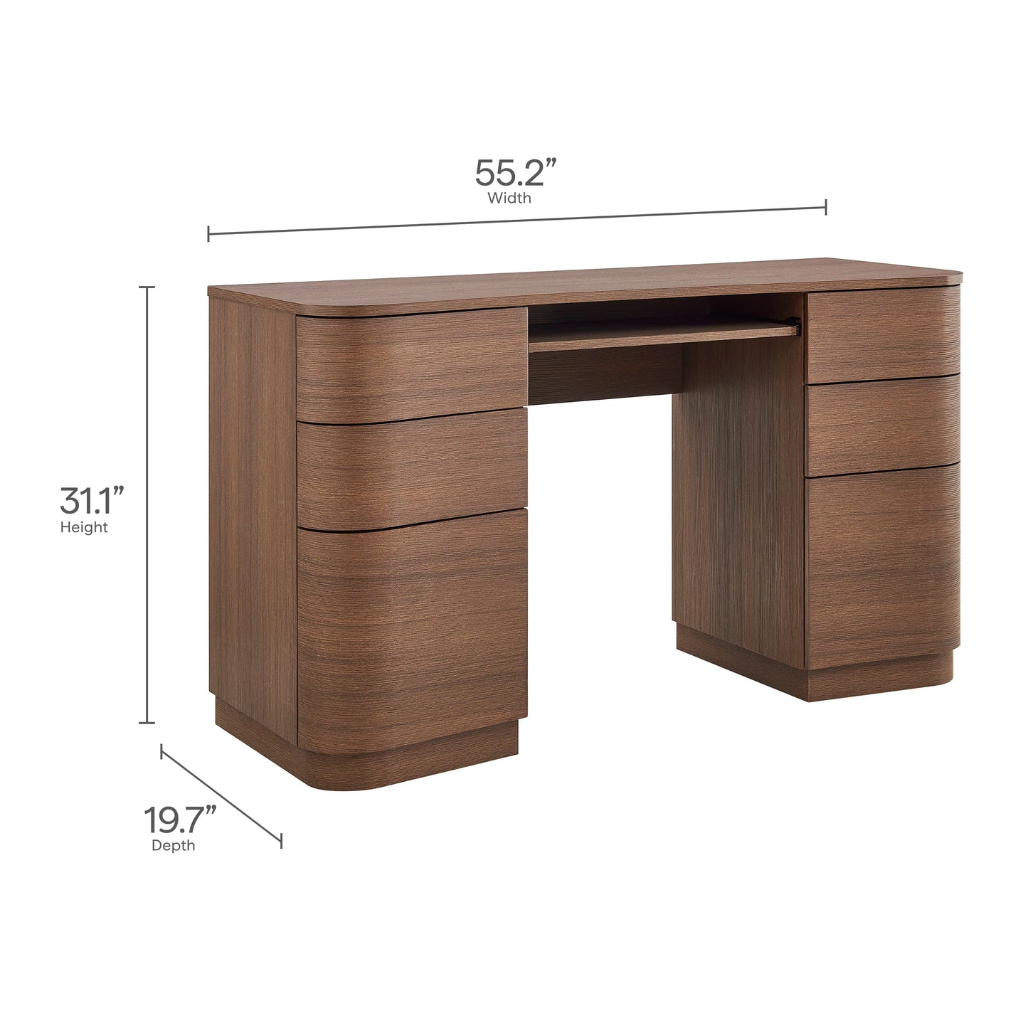 Mirae 55" 6-Drawer Curved Office Desk FREE SHIPPING.
