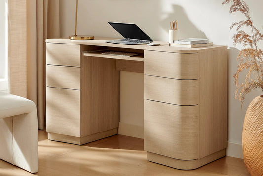 Mirae 55" 6-Drawer Curved Office Desk FREE SHIPPING.