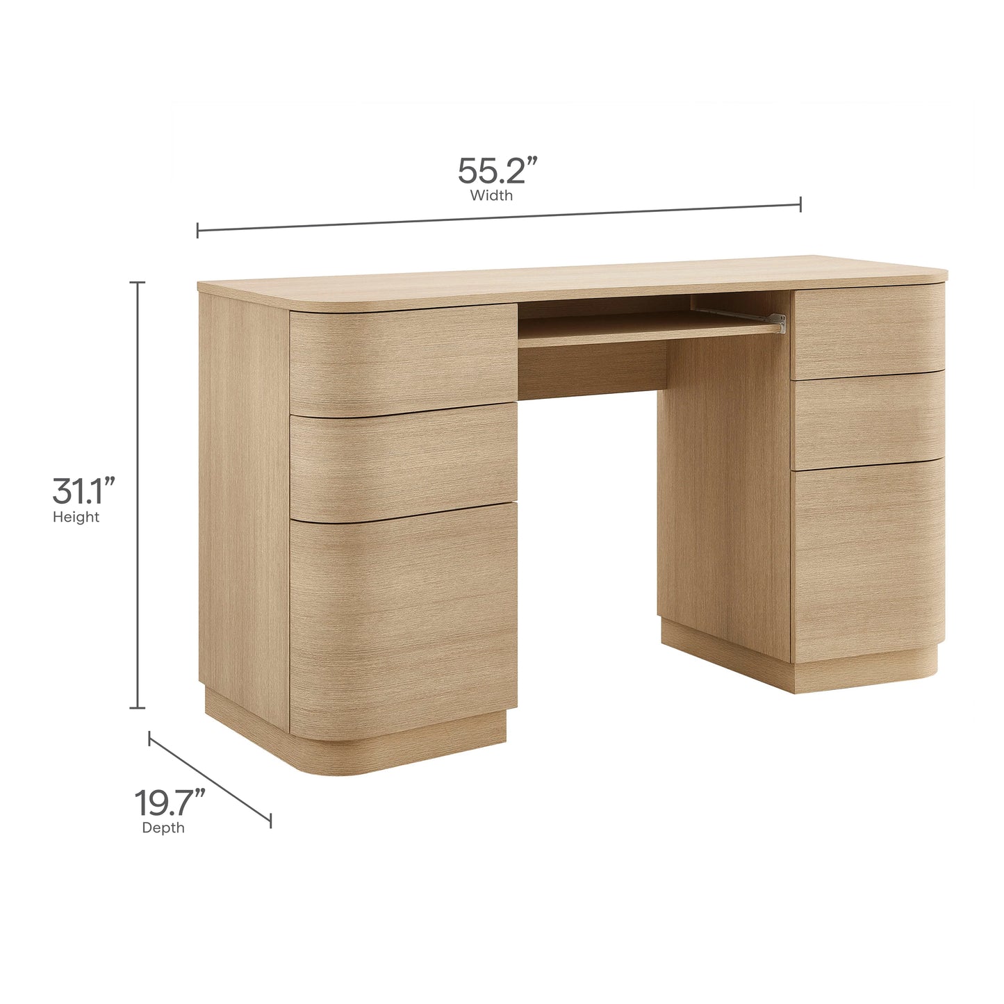 Mirae 55" 6-Drawer Curved Office Desk FREE SHIPPING.