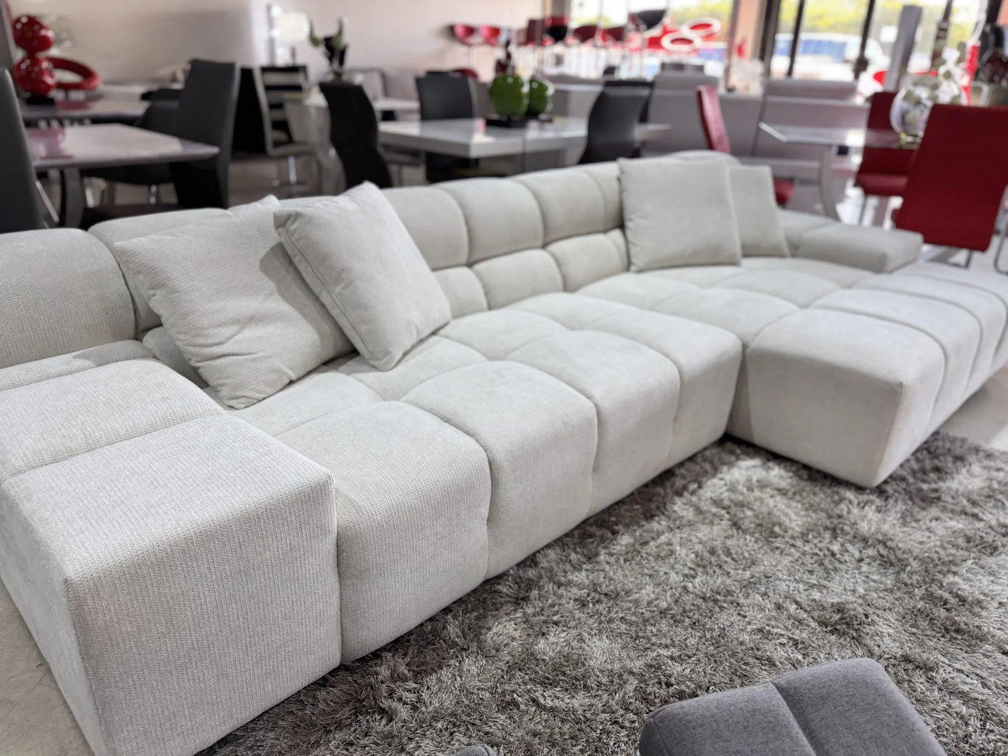 Midtown Sectional Right or Left in Graphite Dark Grey or Cream - Venini Furniture 