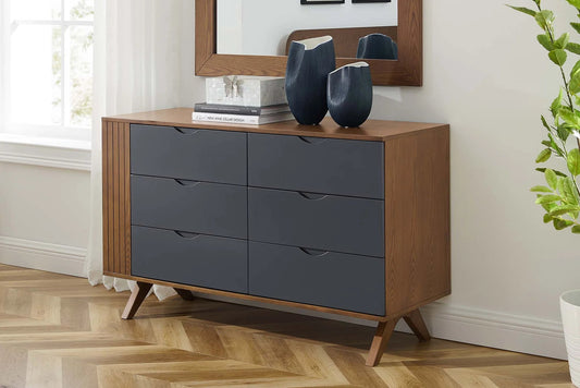 Dylan Dresser and Mirror in Walnut FREE SHIPPING.