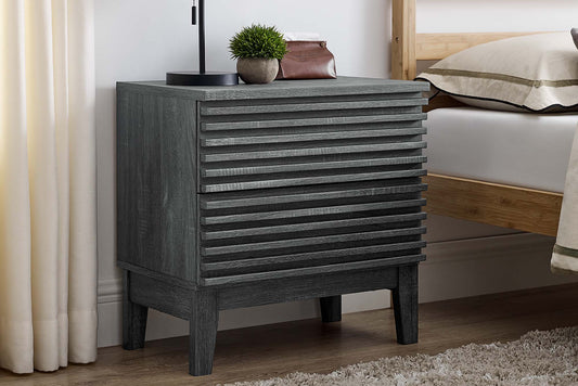 Render Two-Drawer Nightstand in Charcoal FREE SHIPPING.