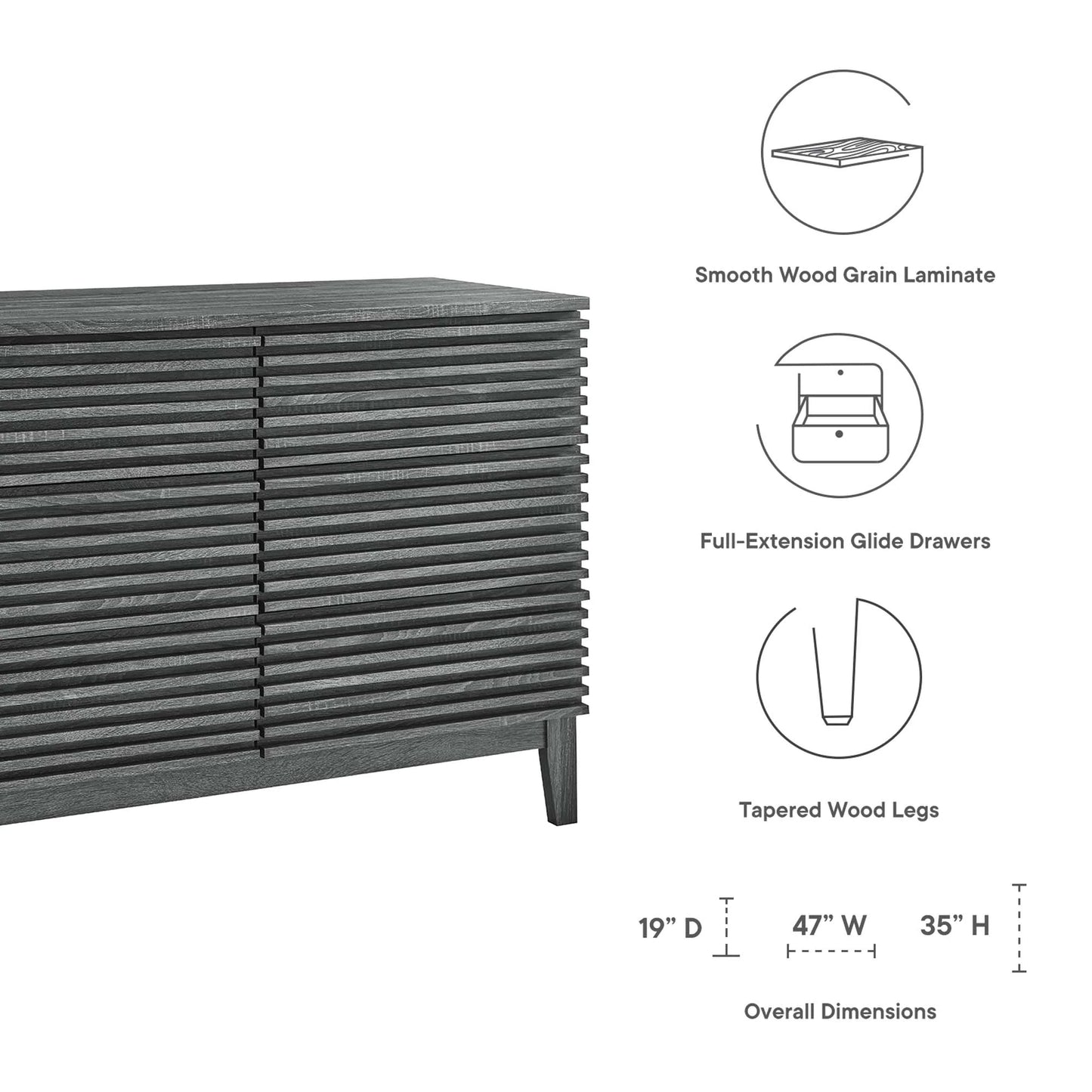 Render 6-Drawer Dresser in Charcoal FREE SHIPPING.