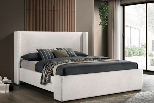 Alamosa Boucle Upholstered Eastern King Platform Bed White 310078KE