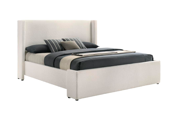 Alamosa Boucle Upholstered Eastern King Platform Bed White 310078KE