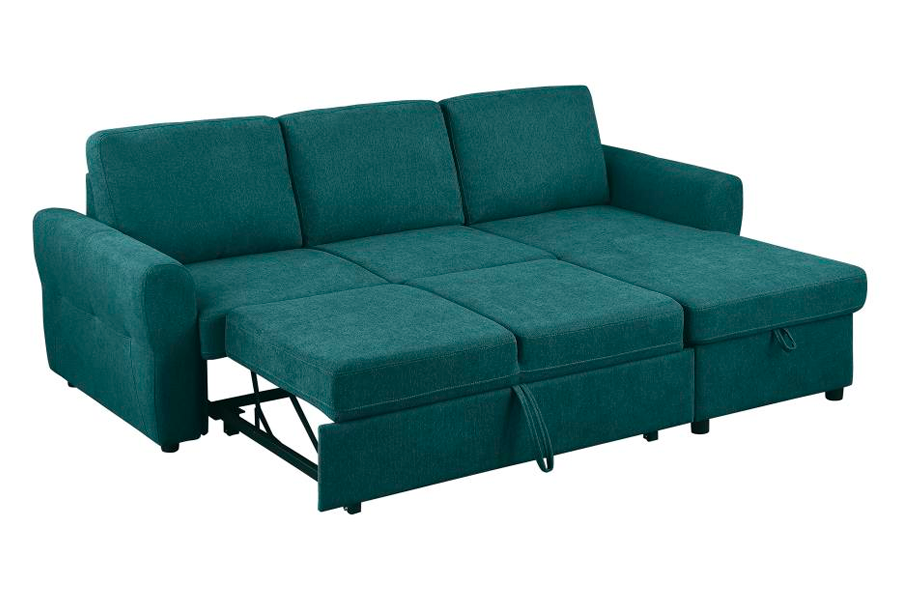 Samantha Upholstered Storage Sleeper Sectional Sofa Teal