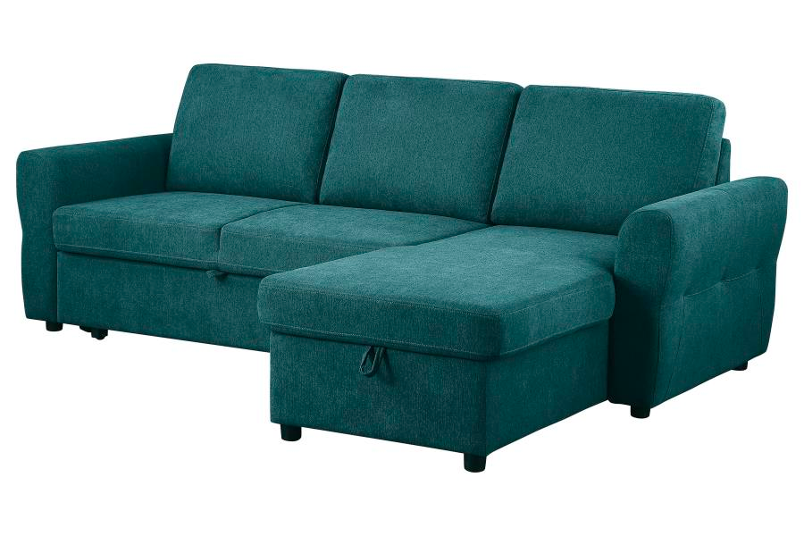 Samantha Upholstered Storage Sleeper Sectional Sofa Teal