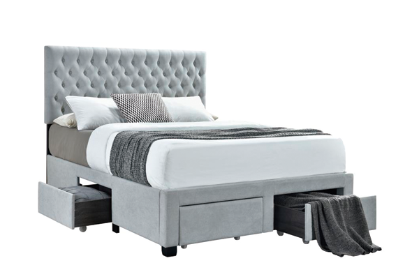 Soledad Upholstered Queen Storage Panel Bed Light Grey 305878Q