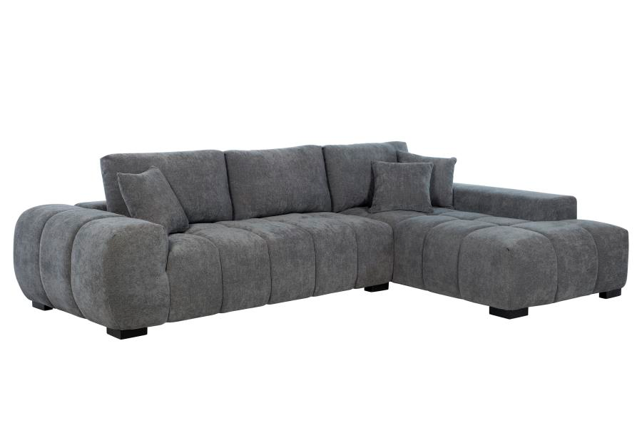 Octavia Upholstered Sectional Chaise Sofa Charcoal Grey 509965
