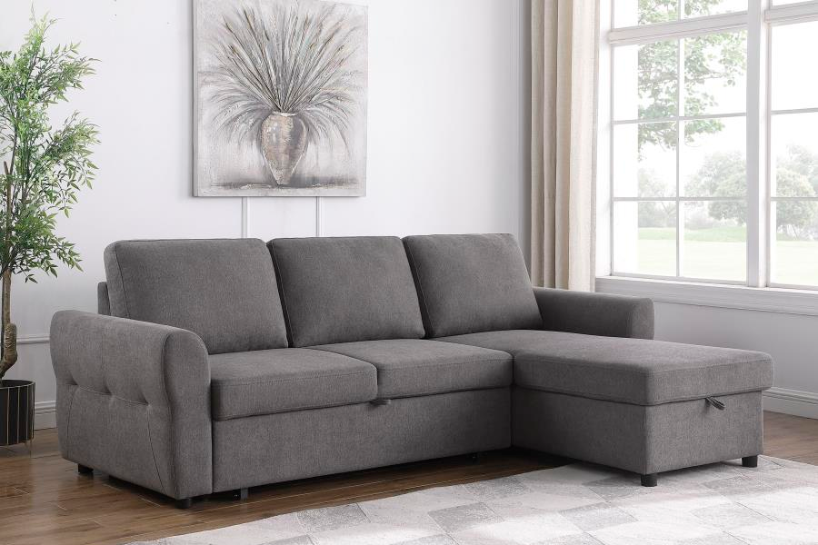 Samantha Upholstered Storage Sleeper Sectional Sofa Grey 511088