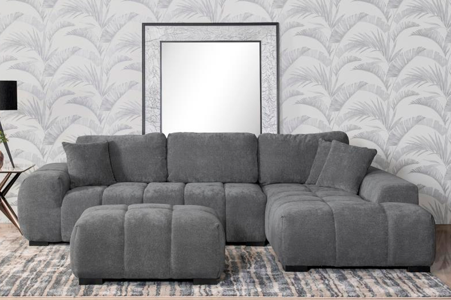 Octavia Upholstered Sectional Chaise Sofa Charcoal Grey 509965